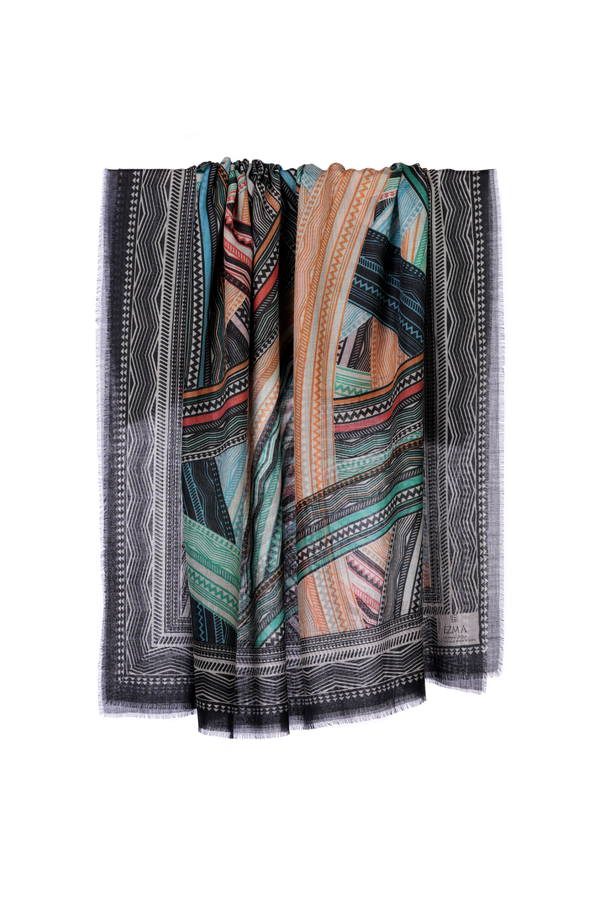 Bezels in Time Cashmere Chiffon Printed Shawl