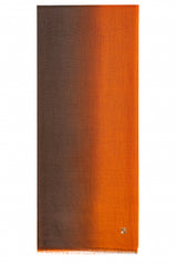 Full-length Marigold ombre 100% cashmere stole fading from deep brown to orange