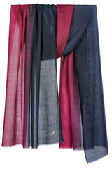 Draped Aged Marsala ombre 100% cashmere stole in deep wine and brown tones