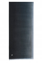 Full-length Black Fossil ombre 100% cashmere stole with a hand-processed dip-dye gradient