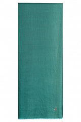 Full-length Green Glen ombre 100% cashmere stole with a gradient of complementary green tones