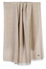 Draped Beige Luminaire cashmere stole showing a light beige, cream-beige tone and delicate sparkling Swarovski-crystal embellishment
