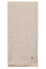 Beige Luminaire 100% cashmere stole in a soft neutral beige, embellished with subtle Swarovski crystals