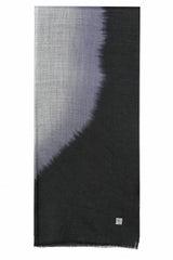 Black Sesame dip-dyed 100% cashmere stole with a deep black-to-charcoal-gray ombré gradient