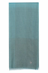 Blue Lagoon color-blocked 100% cashmere stole with softly graduated pastel blue, aqua, pale green, and light beige panels