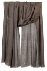 Draped Bronze Houndstooth cashmere stole showing a refined small-scale bronze, warm brown, camel, and beige checked design