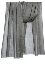 Draped Charcoal Gray heathered cashmere stole showing dark charcoal, graphite gray, and soft smoky-gray tonal variation