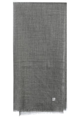 Charcoal Gray heathered 100% cashmere stole in deep charcoal gray with subtly blended smoky-gray fibres