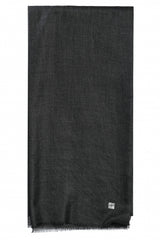 Coal Black heathered 100% cashmere stole in deep black with subtly blended charcoal-gray fibres