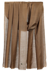 Draped Cognac heathered cashmere stole showing cognac brown, warm amber, caramel, and subtle tan fibres
