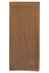 Cognac heathered 100% cashmere stole in rich warm brown, caramel, and softly blended tan tones