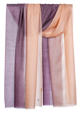 Cotton Candy cashmere stole with a pink tonal ombré finish in a draped product view