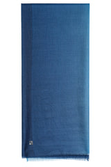 Denim Blue ombré-dyed 100% cashmere stole
