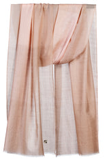 Draped Horseshoe Bay cashmere stole showing four softly blended pastel color blocks