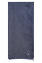Indigo Blue heathered 100% cashmere stole in deep washed indigo blue with softly blended blue fibres