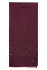Mulberry 100% cashmere stole in a rich jewel-toned mulberry purple, embellished with subtle Swarovski crystals
