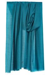 Teal jewel-toned cashmere stole in a draped product view
