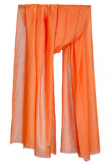 Peach Coral solid cashmere stole in a soft draped view