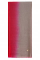 Red Earth ombré-dyed 100% cashmere stole in warm earth-inspired red tones