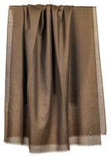 Draped Royal Oak cashmere stole in warm oak brown with delicate light-catching Swarovski-crystal embellishment