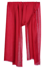 Ruby Red 100% cashmere stole in a draped product view