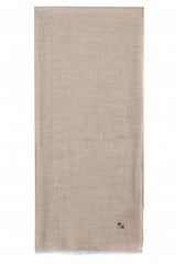Sandstone heathered 100% cashmere stole in warm beige, taupe, and soft sandy-brown tones