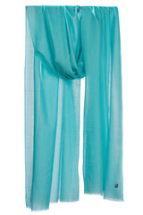 Turquoise cashmere stole in a soft draped view