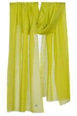 Sulphur Spring yellow cashmere stole in a soft draped view