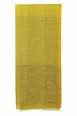 Sunshine color-blocked 100% cashmere stole with softly graduated pastel yellow, pale peach, blush pink, and cream-beige panels