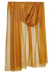 mustard yellow cashmere stole in a draped product view