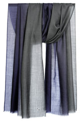 Draped Twilight ombre 100% cashmere stole in blended dusk-inspired tones